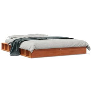 vidaXL Cadru de pat, maro ceruit, 160x200 cm, lemn masiv de pin imagine