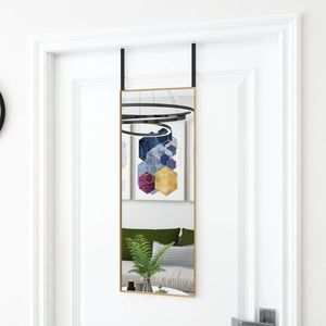 vidaXL Oglindă pentru ușă, auriu, 30x80 cm, sticlă și aluminiu imagine