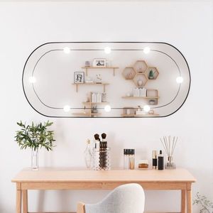 vidaXL Oglindă de perete cu lumini LED 45x100 cm oval sticlă imagine