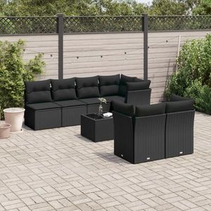 vidaXL Set mobilier de grădină cu perne, 8 piese, negru, poliratan imagine