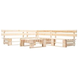 vidaXL Set mobilier de grădină din paleți, 4 piese, natural, lemn imagine