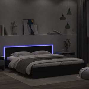 vidaXL Cadru de pat cu tăblie și LED, negru, 180x200 cm imagine