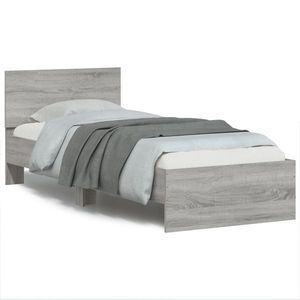 vidaXL Cadru de pat cu tăblie gri sonoma 75x190 cm lemn prelucrat imagine