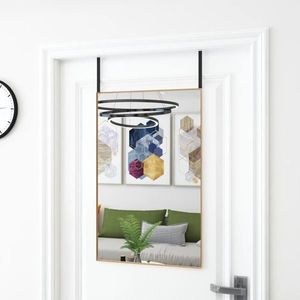 vidaXL Oglindă pentru ușă, auriu, 50x80 cm, sticlă și aluminiu imagine