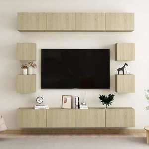 vidaXL Set de dulapuri TV, 8 piese, stejar sonoma, lemn prelucrat imagine