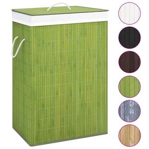 vidaXL Coș de rufe din bambus cu o secțiune, verde imagine