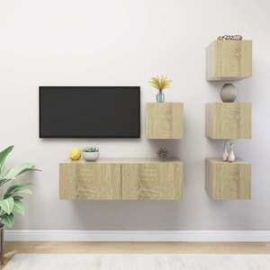 vidaXL Set dulapuri TV, 5 piese, stejar sonoma, lemn prelucrat imagine