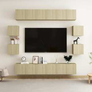 vidaXL Set de dulapuri TV, 10 piese, stejar sonoma, lemn prelucrat imagine