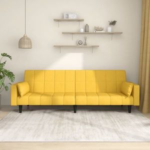vidaXL Canapea extensibilă cu 2 locuri, 2 perne, galben, textil imagine