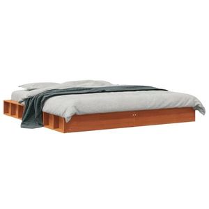 vidaXL Cadru de pat, maro ceruit, 200x200 cm, lemn masiv de pin imagine