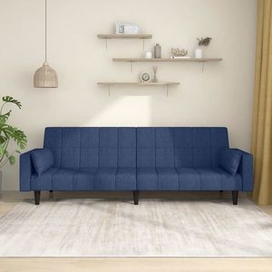 vidaXL Canapea extensibilă cu 2 locuri, 2 perne, albastru, textil imagine