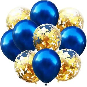 Set 10 Baloane Teno®, Confeti, Petreceri/Aniversari/Evenimente, o singura dimensiune, 2 culori, latex, albastru/auriu imagine