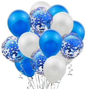 Set 15 Baloane Teno®, Confeti, Petreceri/Aniversari/Evenimente, o singura dimensiune, 3 culori, latex, albastru/alb/transparent imagine