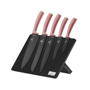 Set de cuțite din oțel inoxidabil cu suport magnetic 6 buc. oțel inoxidabil/roz-auriu BerlingerHaus imagine