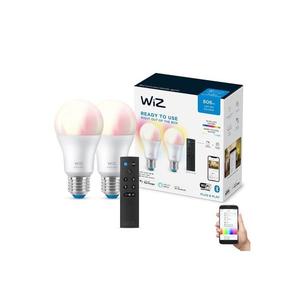 SET 2x bec LED RGBW dimabil WiZ A60 E27/8, 5W/230V 2200-6500K Wi-Fi + telecomandă imagine