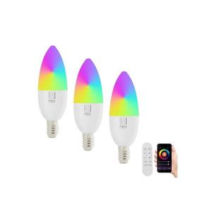 SET 3x bec LED RGB dimabil NEO 07716CDO E14/6W/230V Wi-Fi Tuya + telecomandă imagine