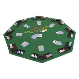 vidaXL Masă poker pliabilă în două părți, 8 jucători, octogonal Verde imagine