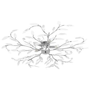 vidaXL Lustră cu brațe tip frunze cristal acrilic alb 5 becuri E14 imagine
