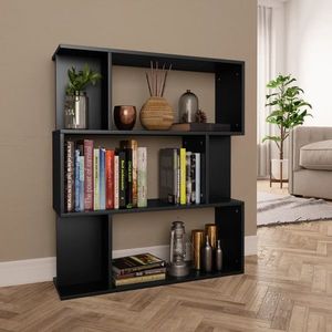 vidaXL Bibliotecă/Separator cameră, negru, 80x24x96 cm, lemn prelucrat imagine