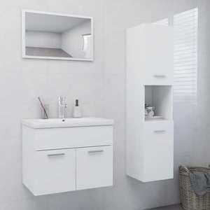 vidaXL Set mobilier de baie, alb, lemn prelucrat imagine