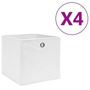 vidaXL Cutii depozitare, 4 buc., alb, 28x28x28 cm, textil nețesut imagine