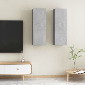 vidaXL Comode TV, 2 buc., gri beton, 30, 5x30x90 cm, lemn prelucrat imagine