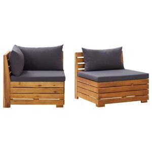 vidaXL Set canapea de grădină cu perne, 2 piese, lemn masiv de acacia imagine