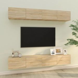vidaXL Dulapuri TV de perete, 4 buc, stejar sonoma, 100x30x30 cm imagine
