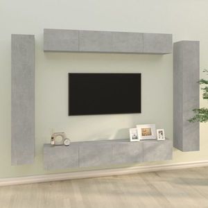 vidaXL Set dulap TV, 8 piese, gri beton, lemn prelucrat imagine