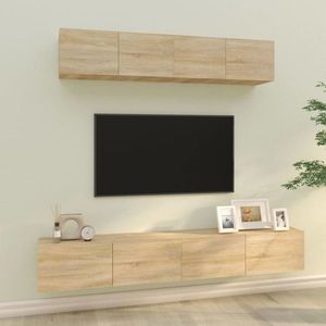 vidaXL Set dulap TV, 4 piese, stejar sonoma, lemn prelucrat imagine