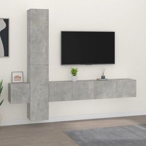 vidaXL Set dulap TV, 5 piese, gri beton, lemn prelucrat imagine