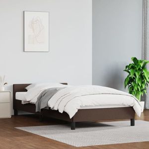 vidaXL Cadru de pat cu tăblie, maro, 80x200 cm, piele ecologică imagine