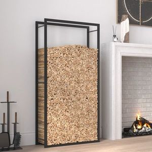 vidaXL Suport pentru lemne de foc, negru mat, 80x28x154 cm, oțel imagine