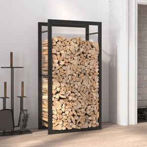 vidaXL Suport pentru lemne de foc, negru mat, 50x28x94 cm oțel imagine