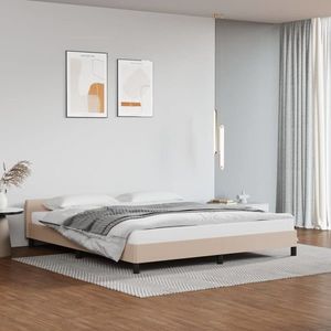 vidaXL Cadru de pat cu tăblie, cappuccino, 160x200 cm, piele ecologică imagine