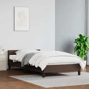 vidaXL Cadru de pat cu tăblie, maro, 100x200 cm, piele ecologică imagine