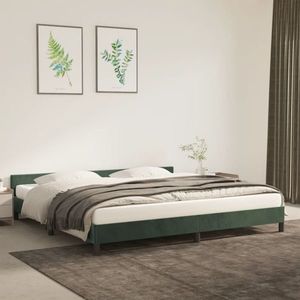 vidaXL Cadru de pat cu tăblie, verde închis, 200x200 cm, catifea imagine