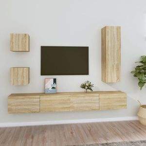 vidaXL Set dulap TV, 5 piese, stejar sonoma, lemn prelucrat imagine