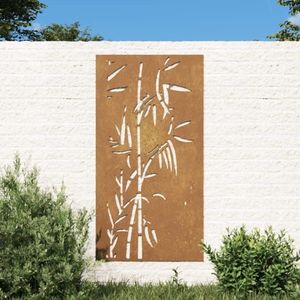vidaXL Decorație perete de grădină 105x55 cm design bambus oțel Corten imagine