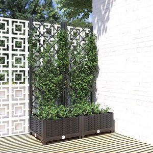 vidaXL Jardinieră de grădină cu spalier negru, 80x40x121, 5 cm, PP imagine