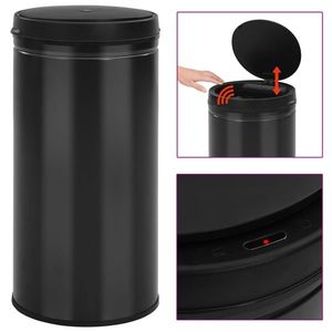 vidaXL Coș de gunoi automat cu senzor, 70 L, negru, oțel carbon imagine