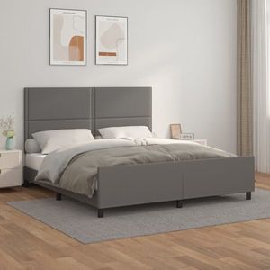 vidaXL Cadru de pat cu tăblie, gri, 160x200 cm, piele ecologică imagine