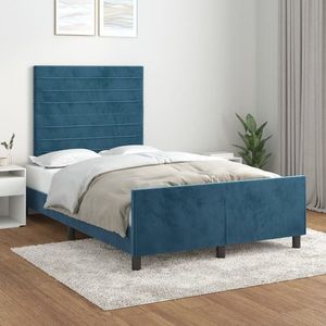 vidaXL Cadru de pat cu tăblie, albastru închis, 120x200 cm, catifea imagine