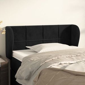 vidaXL Tăblie de pat cu aripioare negru 93x23x78/88 cm catifea imagine
