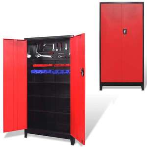 vidaXL Dulap scule cu 2 uși, oțel, 90 x 40 x 180 cm, negru și roșu imagine