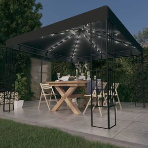 vidaXL Pavilion cu șir de lumini LED, antracit, 3x3 m imagine