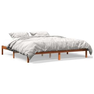 vidaXL Cadru de pat, maro ceruit, 200x200 cm, lemn masiv de pin imagine