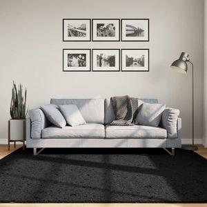 vidaXL Covor pufos "PAMPLONA" cu fire înalte, negru modern, 200x200 cm imagine