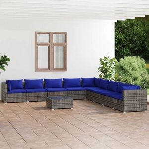 vidaXL Set mobilier de grădină cu perne, 10 piese, gri, poliratan imagine