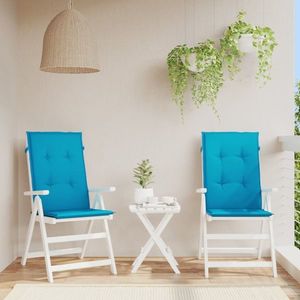 vidaXL Perne scaun spătar înalt, 2 buc., albastru, 120x50x3 cm, textil imagine